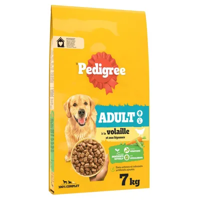 Pedigree Adult hrana za pse s peradi i povrćem, 7 kg. Bez umjetnih aroma ili boja, prirodni sastojci, s vitaminima i mineralima.