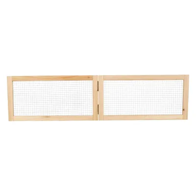 Cornice in legno con griglia metallica, due pezzi, pieghevole. Adatta come divisorio o barriera protettiva.