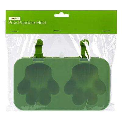 Zooplus Paw Popsicle Mold, zöld szilikonforma két mancs alakú jégkrémformával.