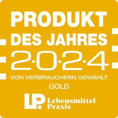 PRODUKT DES JAHRES 2024 VON VERBRAUCHERN GEWÄHLT GOLD LP Lebensmittel Praxis (texte en allemand)