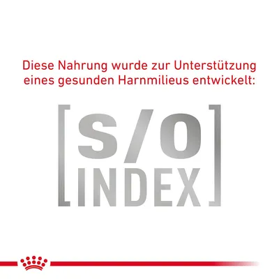 Deze voeding is ontwikkeld ter ondersteuning van een gezonde urineomgeving: S/O Index.
