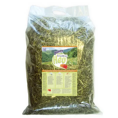 Bunny FrischGras fân, 2 kg. Ambalaj cu informații despre produs și listă de ingrediente vizibile.