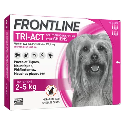 FRONTLINE TRI-ACT 2 - 5 kg - 6 mois de protection (6 pipettes)