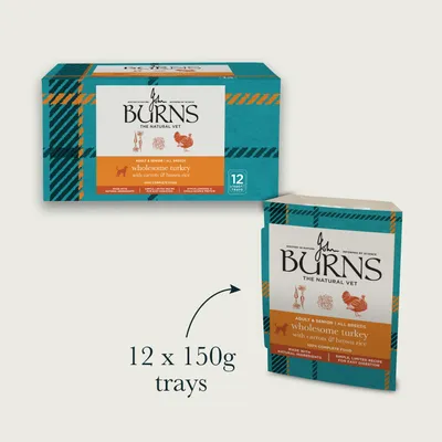 Burns Wholesome Turkey with Carrots & Brown Rice 12 x 150g - Saver Pack: 24 x 150g Burns Wholesome Turkey with Carrots & Brown Rice 12 x 150g - Saver Pack: 24 x 150g