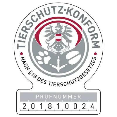 Conform cu protecția animalelor conform §18 din Legea privind protecția animalelor. Număr de verificare: 201810024.