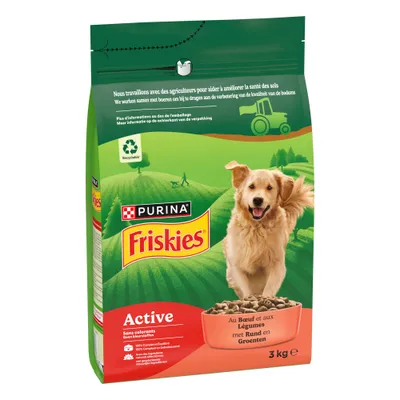 PURINA Friskies Adult Active con Manzo Crocchette per cane - 3 kg PURINA Friskies Adult Active con Manzo Crocchette per cane - 3 kg