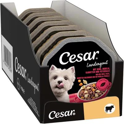 Cesar tálcás megapack 28 x 150 g - Vidéki ragu: marha, tészta & sárgarépa Cesar tálcás megapack 28 x 150 g - Vidéki ragu: marha, tészta & sárgarépa