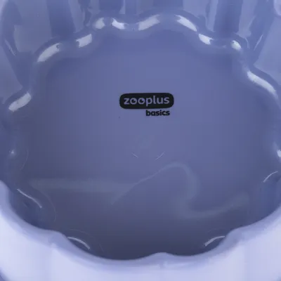 zooplus basics. Tuotesivunäkymä sinisestä kulhosta, jossa on aaltoileva reuna.