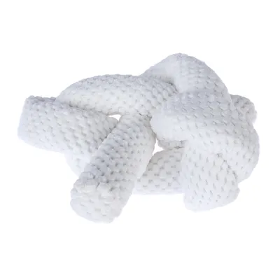 Jouet pour animal en forme de nœud, tissu blanc à texture gaufrée, sans marque visible.
