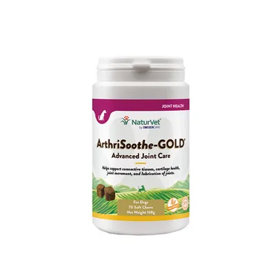 NaturVet ArthriSoothe-GOLD Advanced Joint Care, 70 меки хапки, 168g. Подпомага съединителната тъкан, здравето на хрущяла, движението и смазването на ставите. За кучета.