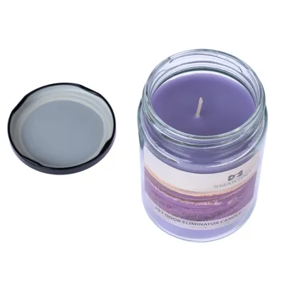 Smartpet vonná svíčka levandule, Pet Odor Eliminator Candle ve skle s odnímatelným víčkem.