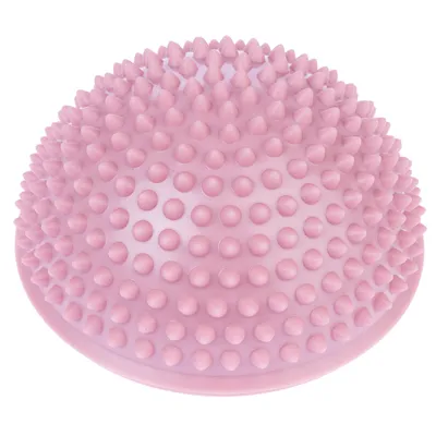 Palla da massaggio rosa con superficie a nodi, adatta per digitopressione e rilassamento.
