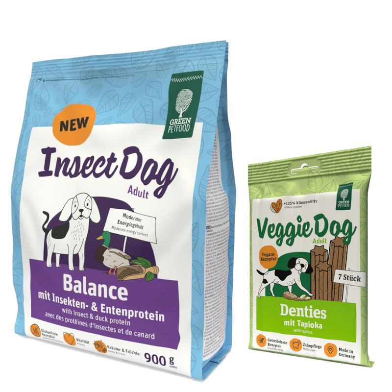Green Petfood suha pasja hrana 900 g + VeggieDog Denties prigrizki 180 g gratis!