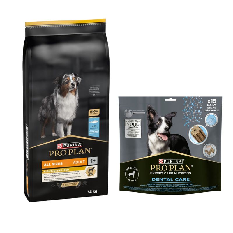 PRO PLAN 12 / 14 kg + Dental Care dog pamlsky zdarma