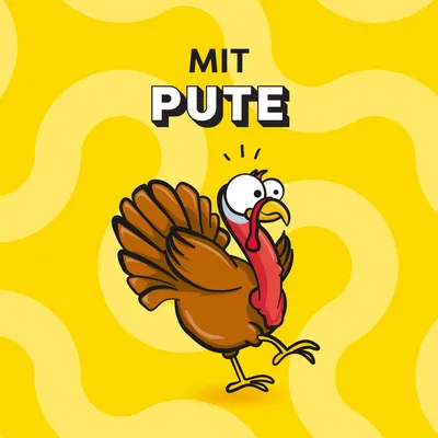 S puranom. Ilustracija purana na rumeni podlagi.