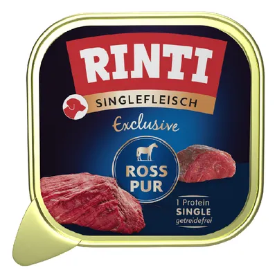 RINTI Singlefleisch Exclusive Ross Pur, 1 белок, без зерна. Изображение сырого мяса лошади.
