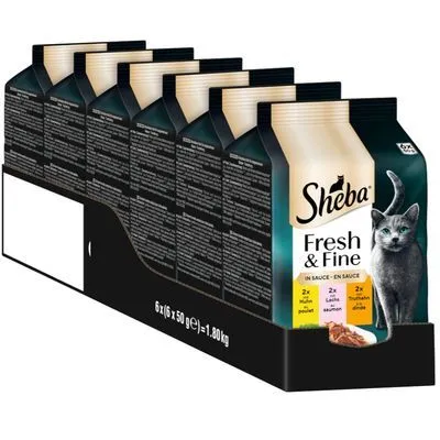 Sheba Fresh & Fine in Gelei/Saus Kattenvoer Megapack 12 x 50 g