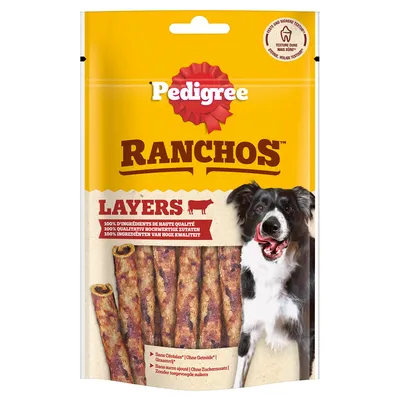 Pedigree Ranchos Layers. 100% kakovostne sestavine, brez žitaric, brez dodanega sladkorja. Pasji prigrizki z varno teksturo in visoko kakovostjo.