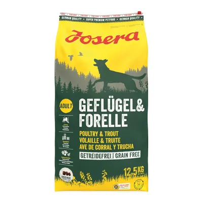 Josera Adult Geflügel & Forelle, getreidefrei, 12,5 kg. Super Premium Petfood mit deutscher Qualität. Original Josera Rezeptur, ausgezeichnet von DLG.