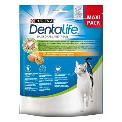 Purina Dentalife Daily Oral Care Treats voor katten, Maxi Pack. Met kip. Wetenschappelijk bewezen tandsteenreductie. Bevat calcium, taurine, geen kunstmatige smaakstoffen.