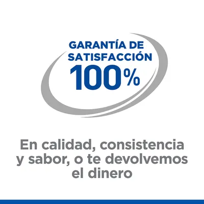 Garantía de satisfacción 100 %. En calidad, consistencia y sabor, o te devolvemos el dinero.