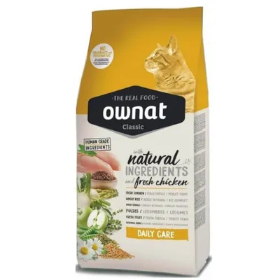 Ownat Classic Katzenfutter mit natürlichen Zutaten und frischem Huhn. Enthält Vollkornreis, Hülsenfrüchte, frisches Obst und Gemüse. Ohne Konservierungsstoffe oder Farbstoffe.