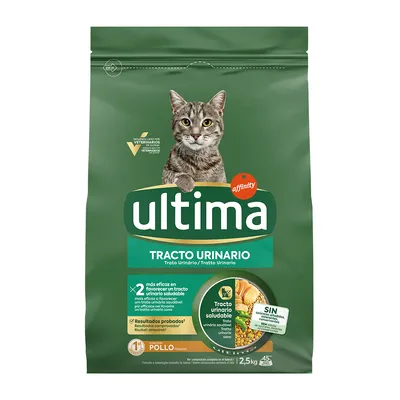 Ultima Tracto Urinario Katzenfutter mit Huhn, 2,5kg. Entwickelt von Tierärzten, fördert gesunden Harntrakt. Ohne künstliche Farbstoffe, mit getesteten Ergebnissen.