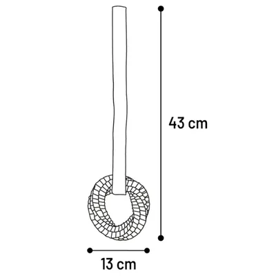 Diagram z wymiarami produktu: długość 43 cm, szerokość 13 cm. Przedstawiony podłużny pręt z okrągłym elementem na dole.