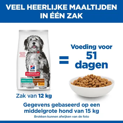 Hill's Science Plan Perfect Weight & Active Mobility Adult 1+ Medium met Kip