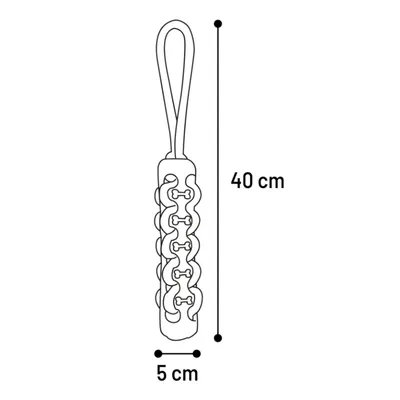 Diagramma di un gioco con anelli, lunghezza 40 cm, larghezza 5 cm.