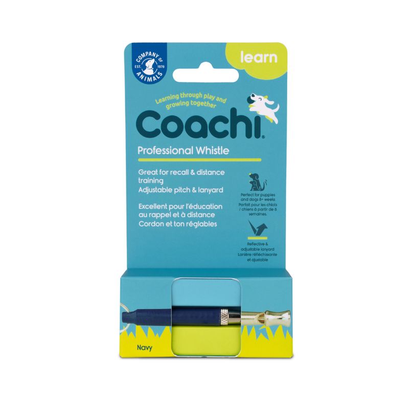 Coachi Professional Whistle. Lernspielzeug für Rückruf- und Distanztraining, verstellbarer Ton und reflektierendes Band. Perfekt für Welpen ab 8 Wochen.