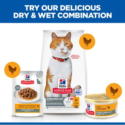 Hill's Science Plan Adult Sterilised Mousse - cat wet food - Chicken (12 x 85g) Hill's Science Plan Adult Sterilised Mousse - cat wet food - Chicken (12 x 85g)