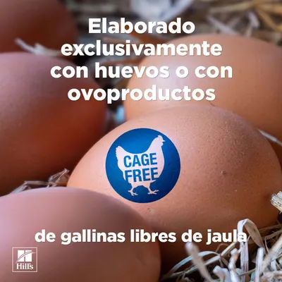 Elaborado exclusivamente con huevos o productos derivados de huevos de gallinas criadas en libertad. Cage Free. Elaborado exclusivamente con huevos o productos derivados de huevos de gallinas criadas en libertad. Cage Free.