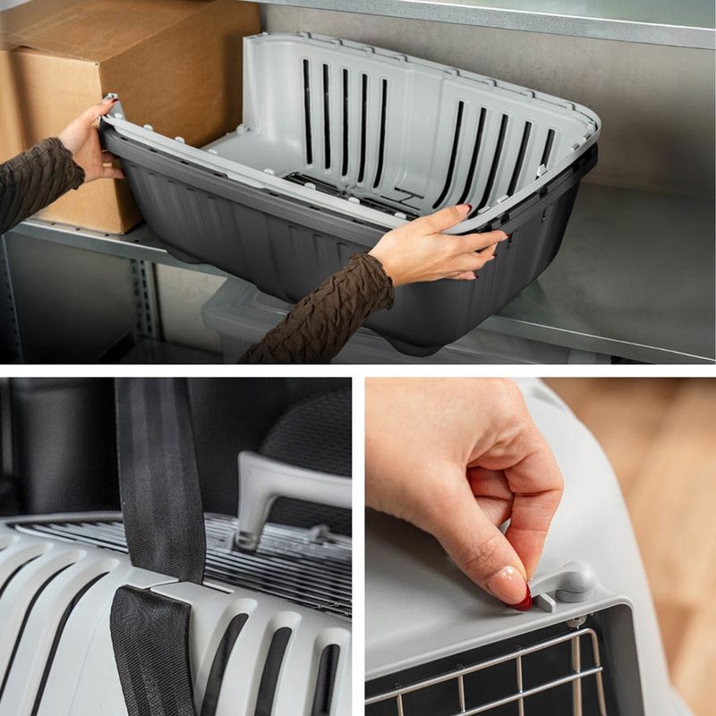 Lionto Trasportino in plastica con sportello in metallo
