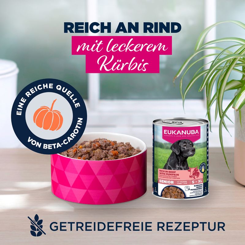 Eukanuba Senior Reich an Rind mit Kürbis