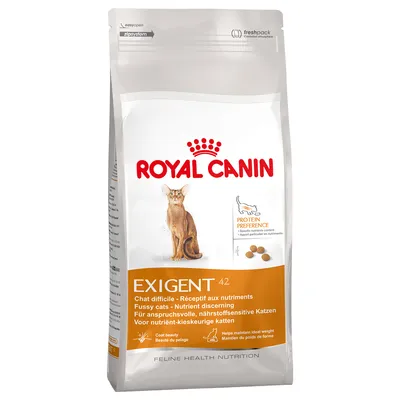 Royal Canin EXIGENT 42 kattenvoer, voor nutrient-kieskeurige katten. Protein Preference, helpt bij vachtverzorging en behoud van ideaal gewicht. Feline Health Nutrition.