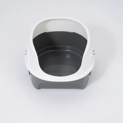 zooplus Basics kattenbak met rand - grijs / wit