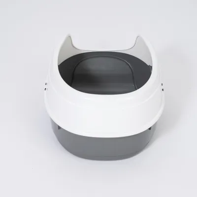 zooplus Basics kattenbak met rand - grijs / wit
