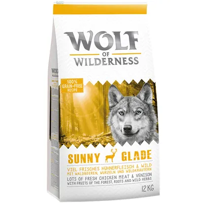 Wolf of Wilderness Sunny Glade, 100 % grain-free recipe, paljon tuoretta kananlihaa ja peuraa, metsämarjoja, juuria ja villiyrttejä, 12 kg