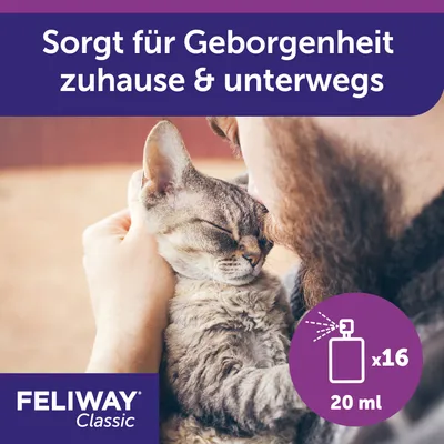 Feliway Classic Spray, sorgt für Geborgenheit zuhause und unterwegs, 20 ml x16.