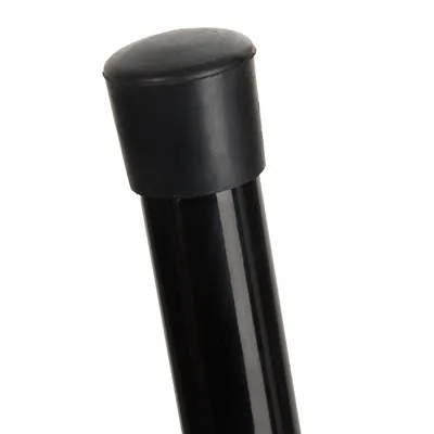 Black metal tube with rubberised cap at the end, suitable for stability or scratch protection.
