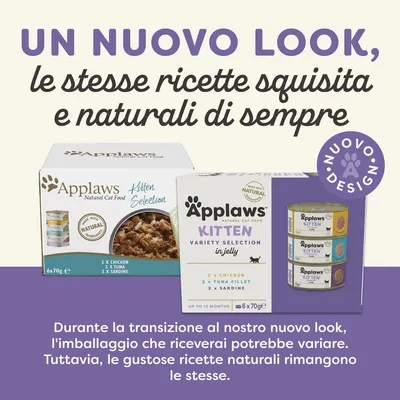 UN NUOVO LOOK, le stesse ricette squisita e naturali di sempre. Durante la transizione al nostro nuovo look, l'imballaggio che riceverai potrebbe variare. Tuttavia, le gustose ricette naturali rimangono le stesse.
