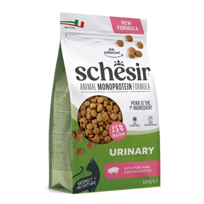 Schesir Animal Monoprotein Formula Urinary med svinekød, 35% protein, pH-kontrol, lavt magnesiumindhold, 1,5 kg, Made in Italy, ny formel Schesir Animal Monoprotein Formula Urinary med svinekød, 35% protein, pH-kontrol, lavt magnesiumindhold, 1,5 kg, Made in Italy, ny formel