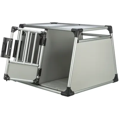 Trixie Transportbox Aluminium doppelt - Größe M-L: B 93 x T 88 x H 64 cm