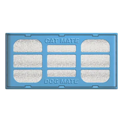 Cartuccia filtrante blu con le scritte CAT MATE e DOG MATE, forma rettangolare con superfici filtranti bianche.