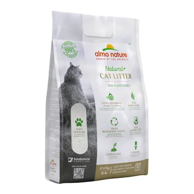 Almo Nature Natural Cat Litter, 100% plantaardig, ultra absorberend, geurcontrolerend, composteerbaar, chemievrij, uit hernieuwbare bronnen, 4,54 kg. Gaat twee maanden mee.