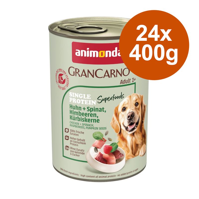 Výhodné balenie Animonda GranCarno Adult Single Protein Superfoods 24 x 400 g