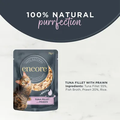 Encore Cat Broth Pouch 16 x 70g - Tuna with Prawn