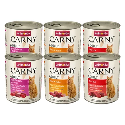 Animonda Carny Adult влажный корм для кошек, варианты: мульти-мясной коктейль, говядина + курица, чистая говядина. 100% свежие ингредиенты, без зерна, Made in Germany.