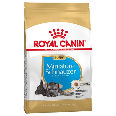 Royal Canin Miniature Schnauzer Puppy, upp till 10 månader. Stödjer immunförsvar, idealvikt och matsmältning. Anpassad krokettform.